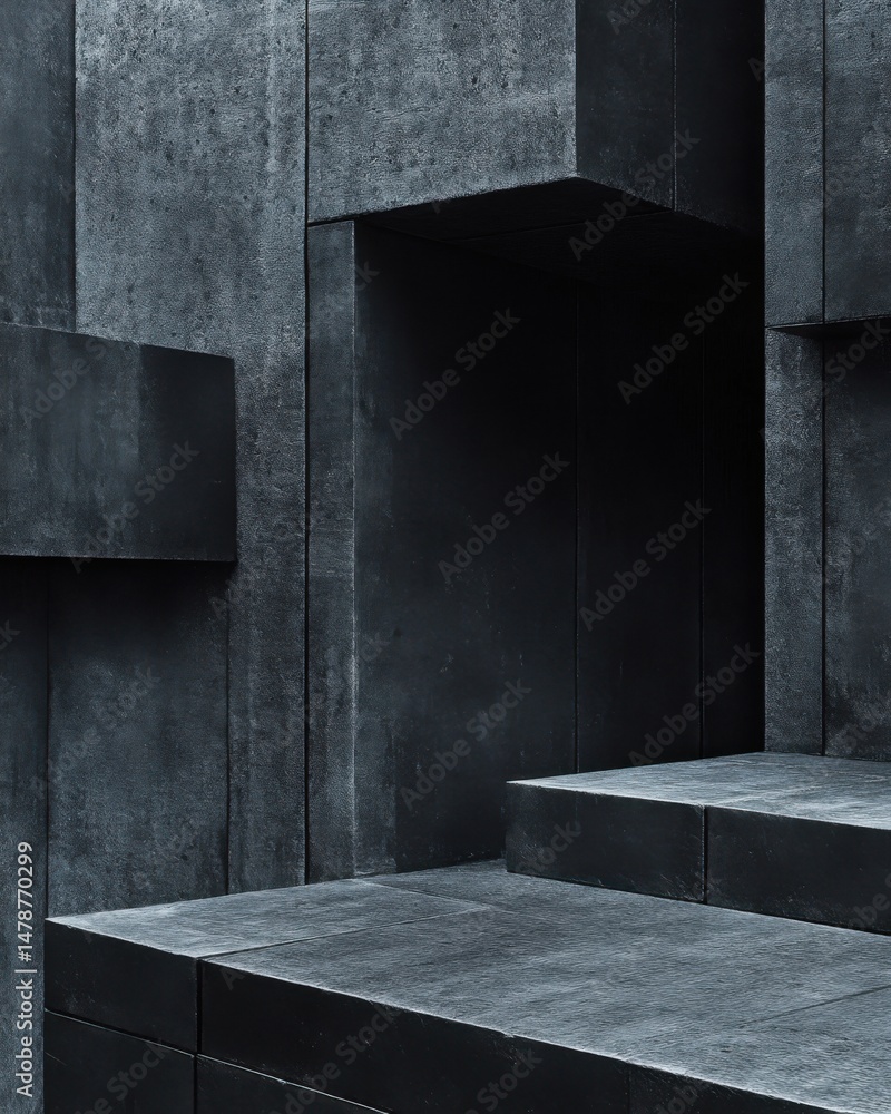 Poster abstract dark stone architecture featuring geometric shapes and minimalist design in a modern archit