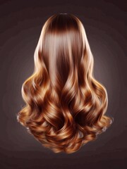 Fototapeta premium hair brown with blond highlights shiny wavy glow