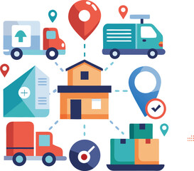 Transportation icon set vector design 