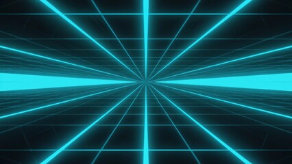 Glowing turquoise grid receding into the distance, creating a perspective effect