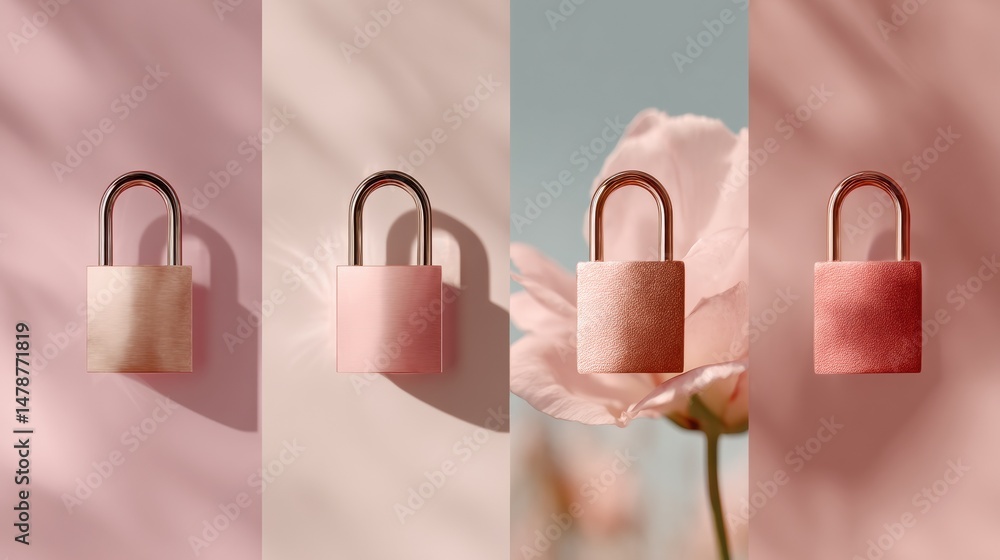 Aufkleber soft gradient cybersecurity aesthetic minimalist padlock icon series in blush tones - digital protec