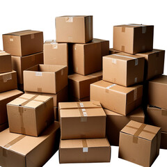 Fototapeta premium Various cardboard boxes for shipping isolated white background PNG