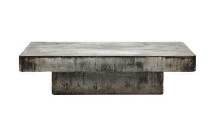 Grey Concrete Rectangular Coffee Table on Transparent Background, PNG