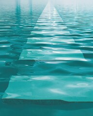 Obraz premium Immersive Climate Crisis Visualization Translucent Aqua Water Layers Revealing Environmental Transformation in High-Resolution Digital Art