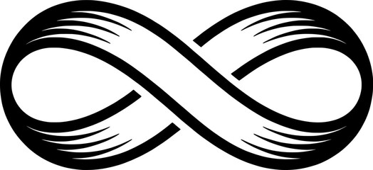 Fototapeta premium a bold black outline of stylized ribbon looping like an infinity symbol, ideal for symbolic, elegant, and endless cycle designs