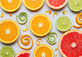Citrus fruits flat lay arrangement