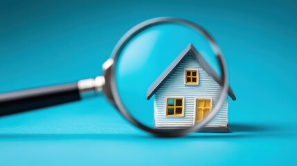 Analyzing a miniature home through a magnifying glass