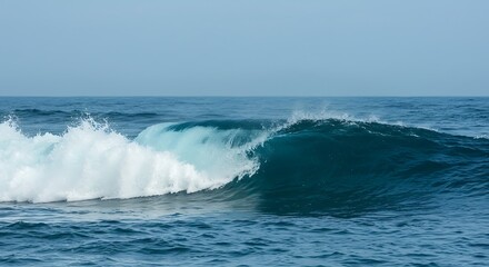 Fototapeta premium Ocean's Whisper A Curl Of Teal The Wave's Embrace Rolling Azure Seafoam Symphony Deep Water Rising Silent Surge Unfolding Blue Azure Majesty Transient Glory
