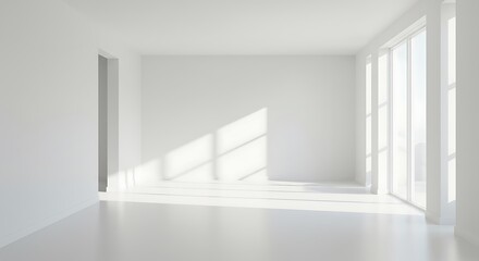 Sunlit Sanctuary: A 3D Render of Minimalist Serenity