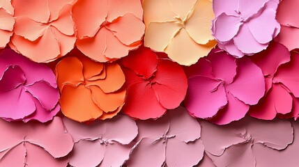 Fototapeta premium Vibrant Floral Palette: An artistic display of vibrant, textured petals arranged in a spectrum of warm, harmonious hues