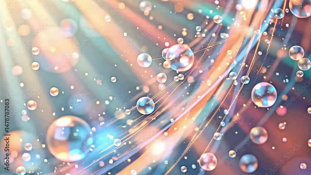 Aufkleber vibrant light rays and colorful bubbles dance abstract art digital creation studio environment close