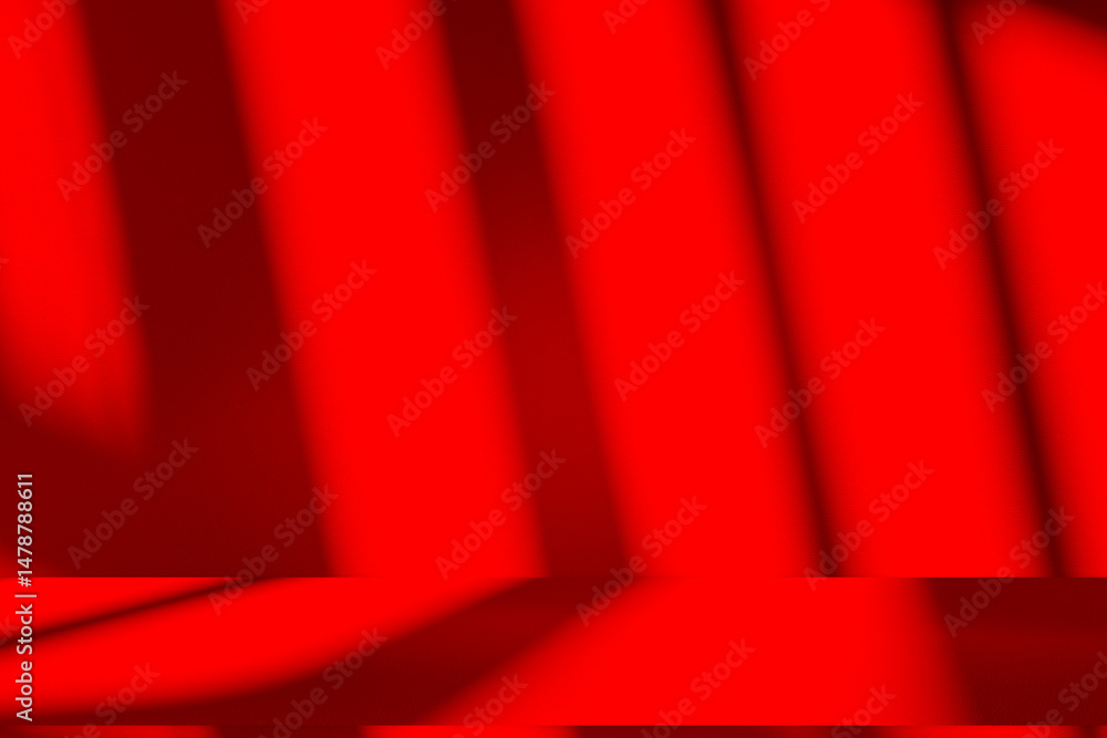Leinwandbilder wall interior background, studio and backdrops show products.with shadow from window color red backg