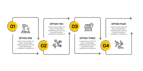 Simple Infographic 4 Step or Options for Business Marketing. Presentation, Plan, Strategy and Report. Vector illustration.