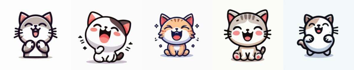 Collection of cute kittens vectors laughing happily