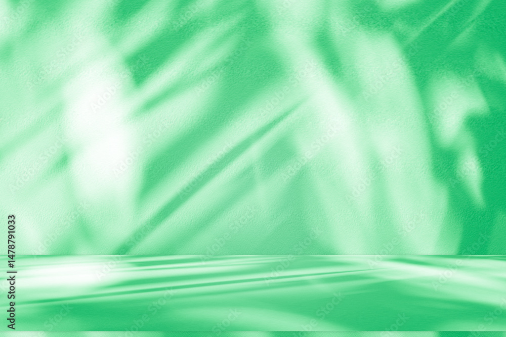 Poster wall interior background, studio and backdrops show products. with leaf shadow from window color bei