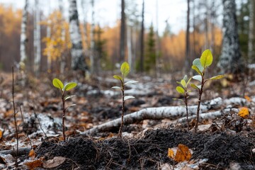 New Growth Emerging in Forest Floor