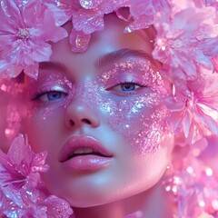 Obraz premium Makeup Digital Concept, Generative AI