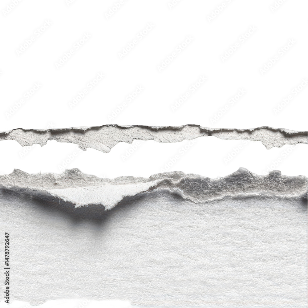 Aufkleber white torn paper texture with irregular edges and ideal for design on transparent background rip art