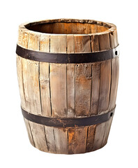 Fototapeta premium Empty Wooden Barrel Isolated on Transparent Background