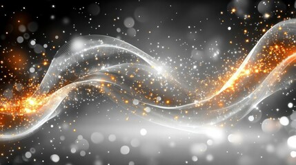 Abstract Silver Gold Sparkle Wave Background Design