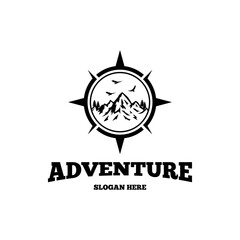 mountain adventure compass logo abstract