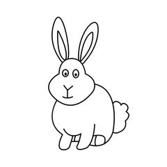 Hare, rabbit line art isolated on white background. Vector illustration