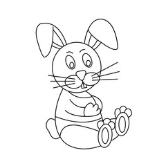 Hare, rabbit line art isolated on white background. Vector illustration