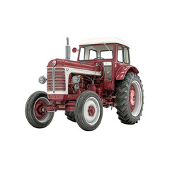 Obraz premium Vintage Red Farm Tractor - Classic Agricultural Machinery