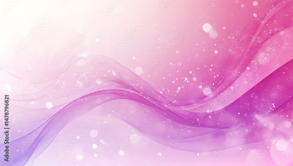 Poster abstract flowing pink and purple waves with bokeh lights background design pattern