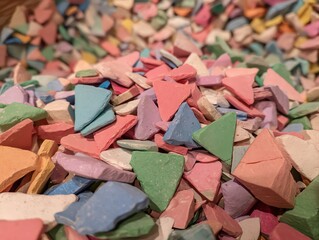 Pile of colorful triangular chalk pieces