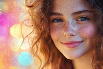Fototapeta premium Smiling Girl Digital Concept, Generative AI