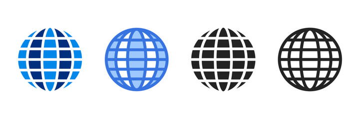 Globe  Icon Set Multiple Style Vector Illustration 