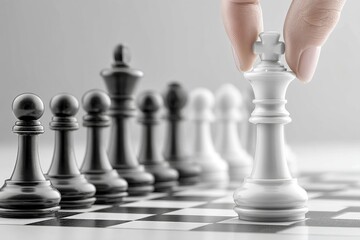 A chess player making a calculated move during a tournament