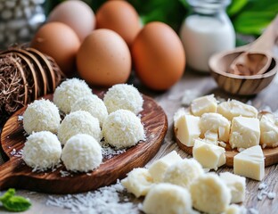 Coconut truffles and ingredients