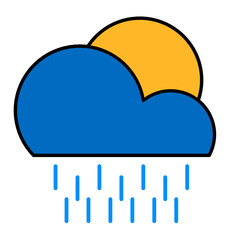 cloud rain with sun icon vector symbol of weather illustration