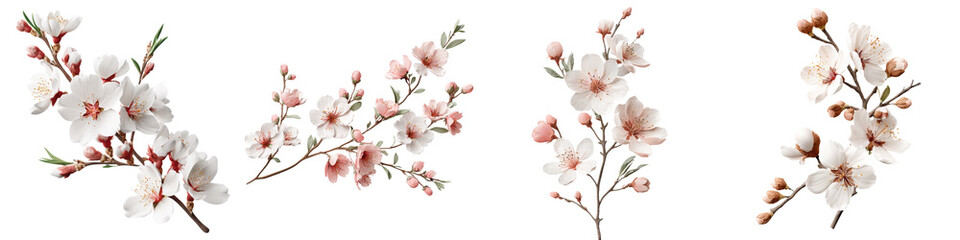 Delicate cherry blossom branches adorned with soft pink and white blossoms, showcasing nature's beauty and elegance, perfect for conveying springtime themes in invitations and seasonal decor.