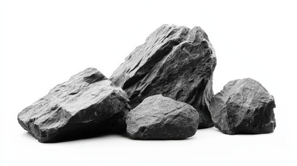 Naklejka premium Monochrome stone arrangement with textures, shadows and clear background