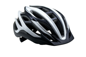 Fototapeta premium Cycling safety gear stylish black and white helmet outdoor cycling event product photography urban environment close-up view safety concept