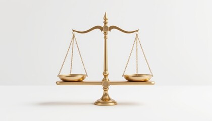 Gold balance scale on a white background.