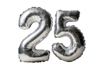 Celebrating milestones with silver number balloons 25 home party decorative element festive environment close-up view celebration concept