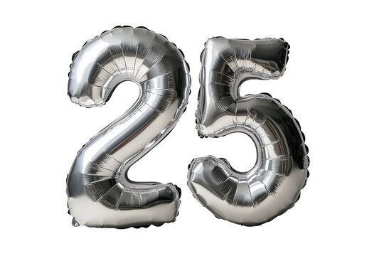 Celebrating milestones with silver number balloons 25 home party decorative element festive environment close-up view celebration concept