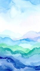 A vibrant painting depicting majestic mountains under a dramatic sky filled with fluffy white clouds, capturing the beauty of nature's grandeur.