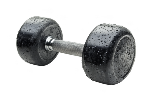 Heavy dumbbell workout equipment gym fitness gear indoor close-up strength training for muscle building