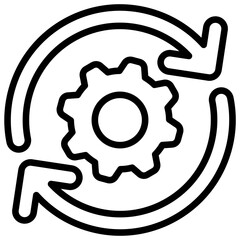Process Plan - rotating gear arrows, symbolizing continuous planning, optimization, or iterative workflow