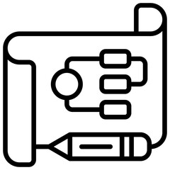Project Workflow - project planning chart with pencil and nodes, illustrating workflow planning and task mapping