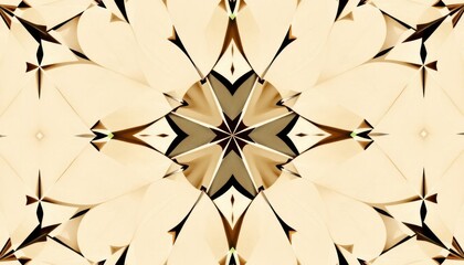 Abstract kaleidoscope pattern with neutral tones, creating a symmetrical and calming visual effect for backgrounds or creative designs