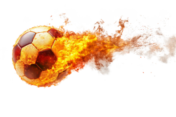 Intense soccer match highlight a flaming soccer ball in action stadium sports photography dynamic environment close-up view thrilling concept