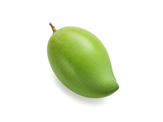 Top view green mango isolated on white background.
