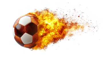 Explosive soccer action stadium dynamic image fiery background close-up view sports excitement unleashed