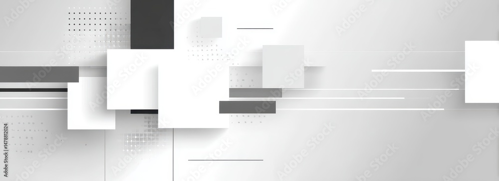 Poster abstract geometric design with overlapping shapes.